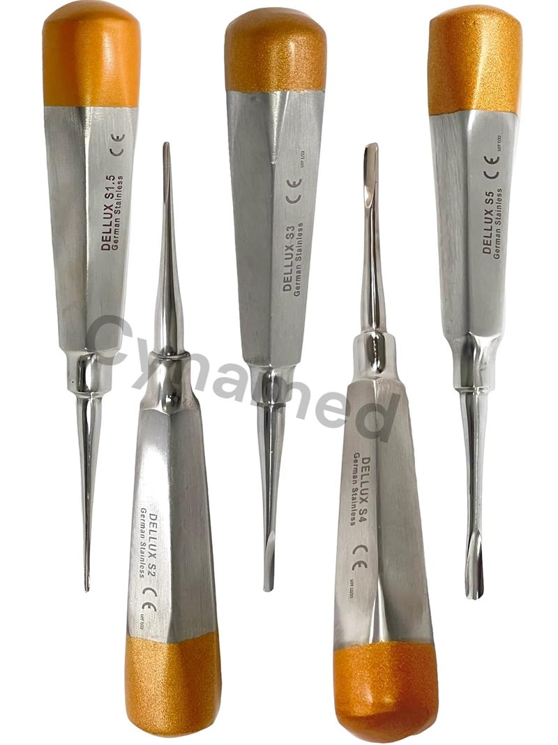 artlab -Premium Dental Elevators Etracting Extraction Osteotome Periotome Luxating Elevator Apical Spade Cryer Proximator Elevator Oral Implant, Root Extraction (Luxating Set of 4 Gold Curved) - Image 3